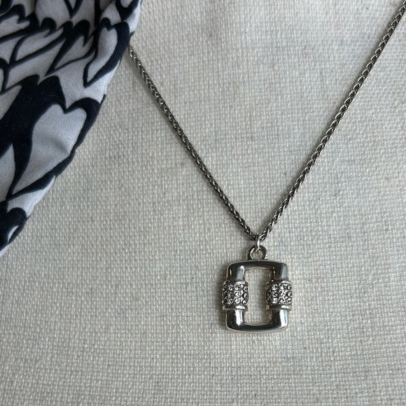 Brighton Meridian Linx Petite Necklace Silver Plated Crystals & Cloth Bag - Picture 2 of 11
